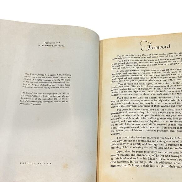 Vtg Holy Bible Torah Jewish Family 1957 Leonard S. Davidow MCM Gold Illustrated - Picture 4 of 16